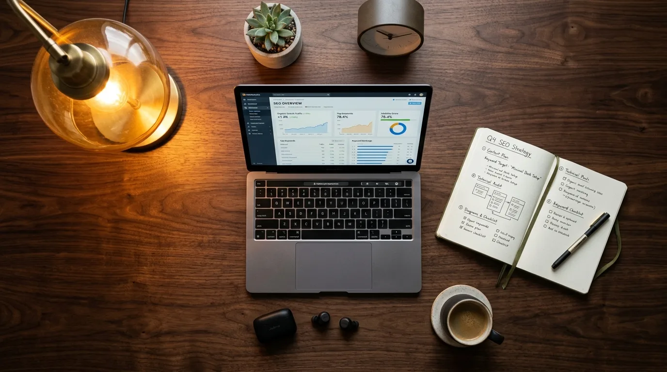 Empty company blog dashboard contrasted with one showing active traffic and engagement metrics