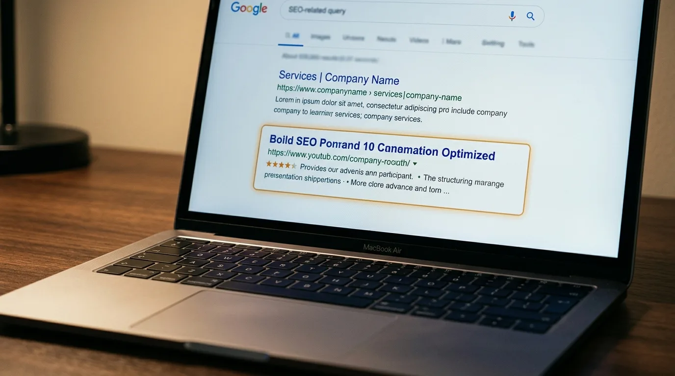Close-up of search results showing the difference between a generic meta title and an optimized one with keyword and click incentive