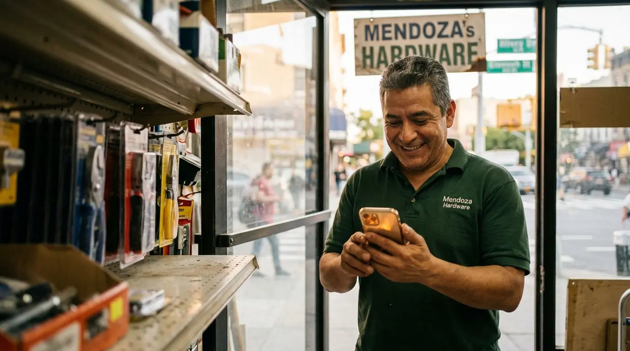 Local SEO for small business - bird's-eye view of a neighborhood map with highlighted business locations and Google Maps pins