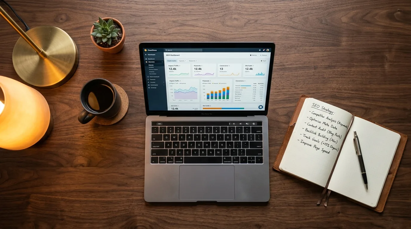 Before and after comparison of a blog post being optimized with SEO elements highlighted