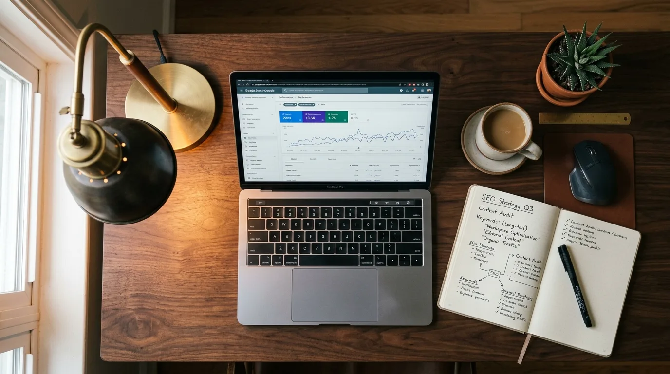 Code editor showing JSON-LD schema markup for a blog post alongside the rendered search result