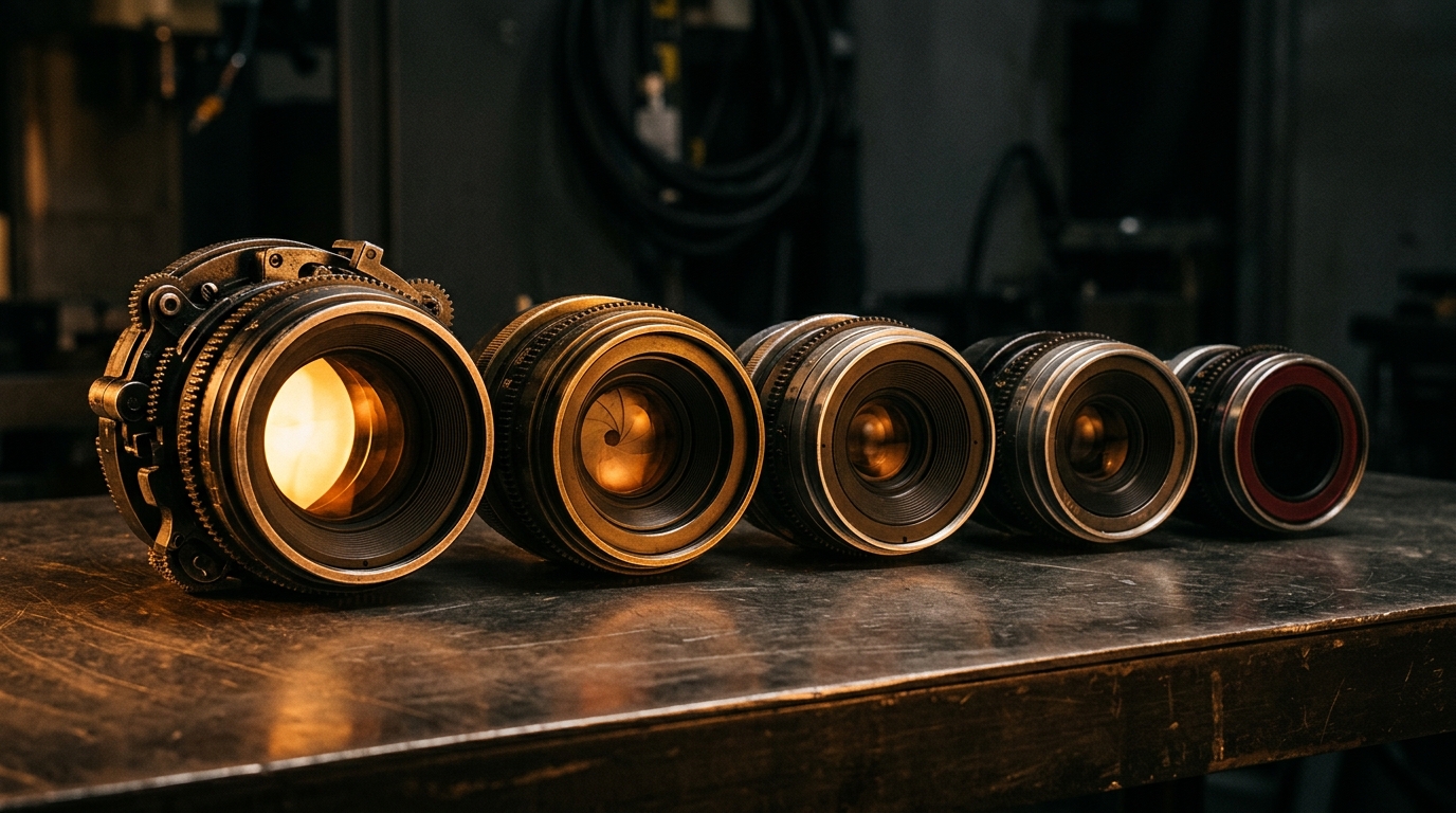 Five abstract bot node icons with amber pulse rings representing AI crawler activity on dark navy background