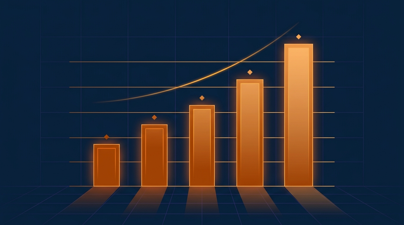 Small business SEO services guide - abstract growth chart visualization on dark navy background
